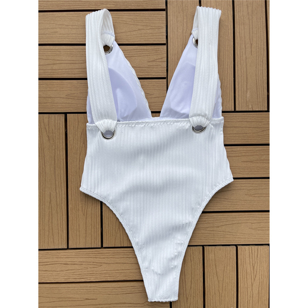 Jill Deep V Neck Ribbed Monokini