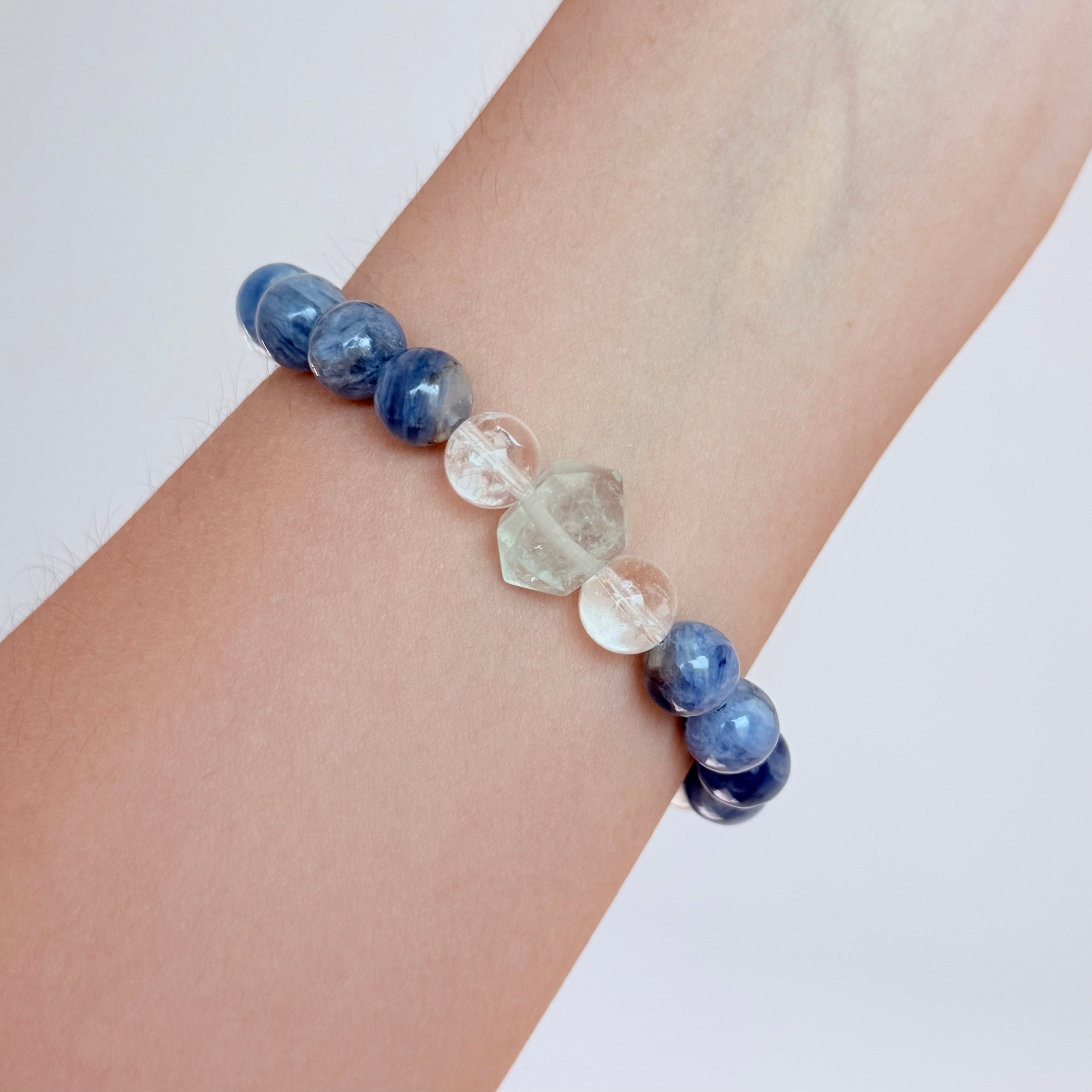 Kyanite, Aquamarine & Clear Quartz Bracelet