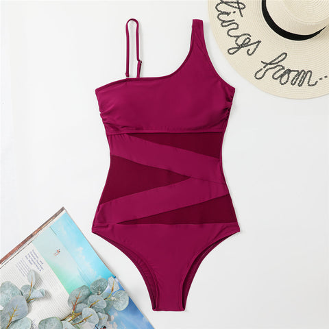 Ella Asymmetric High Leg Cut Padded Monokini