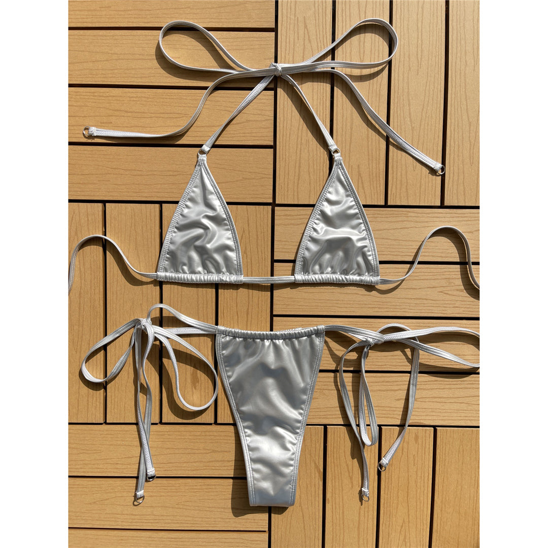 Camille Halter PU Faux Leather Bikini