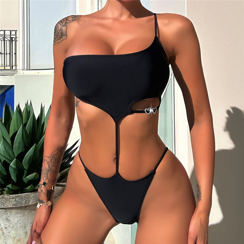 Mona Asymmetric One Shoulder High Leg Monokini