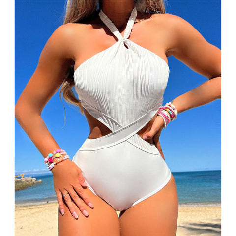 Jodie Halter Cut Out Wrinkled Monokini