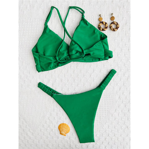 Olivia Wrinkled Cross Back Brazilian Bikini