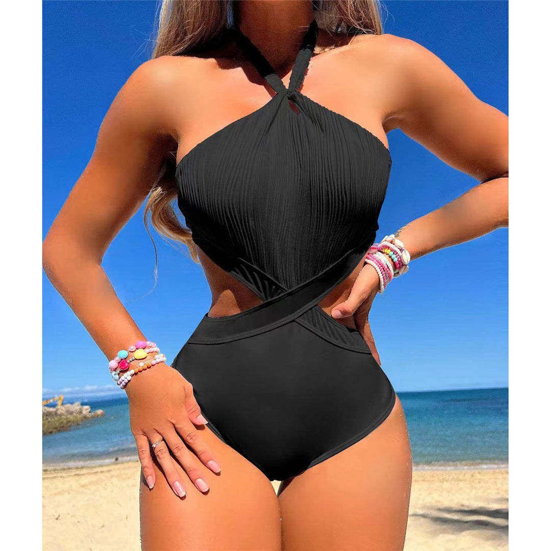 Jodie Halter Cut Out Wrinkled Monokini