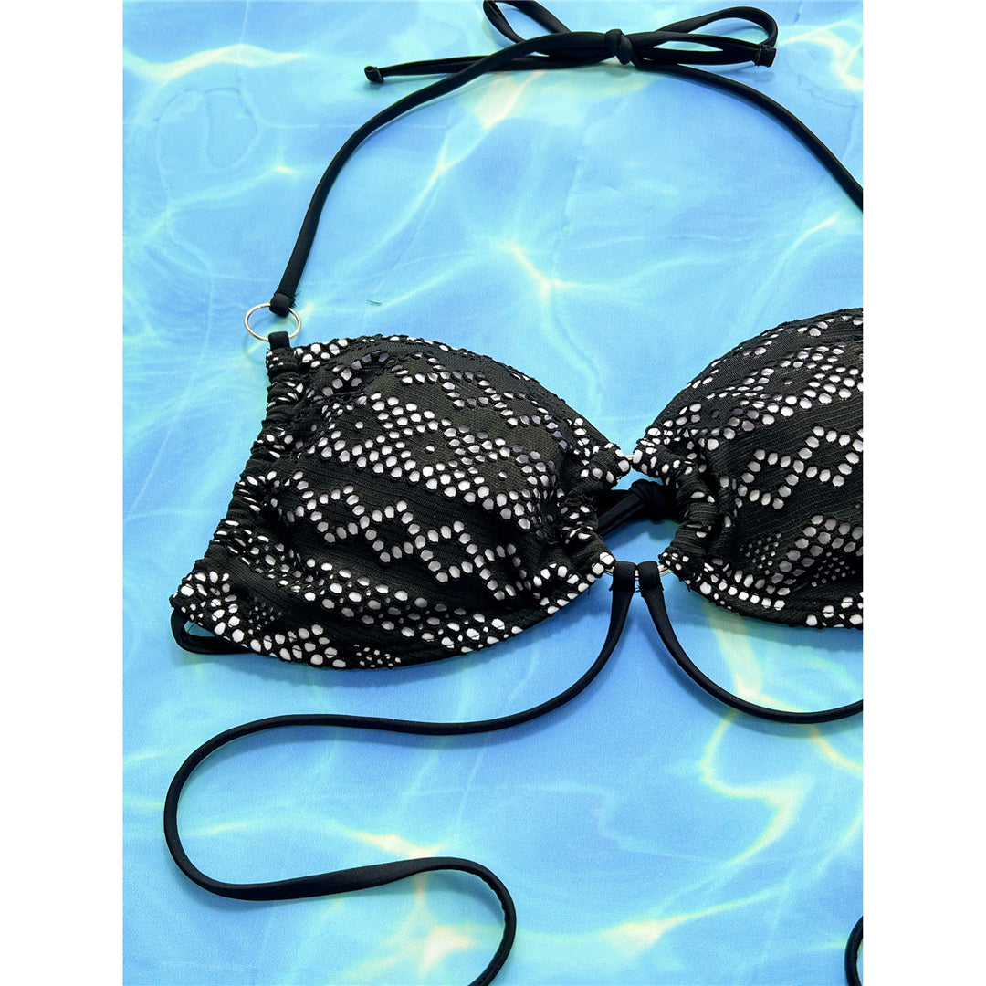 Gloria Printed Halter Metal Rings High Cut Bikini