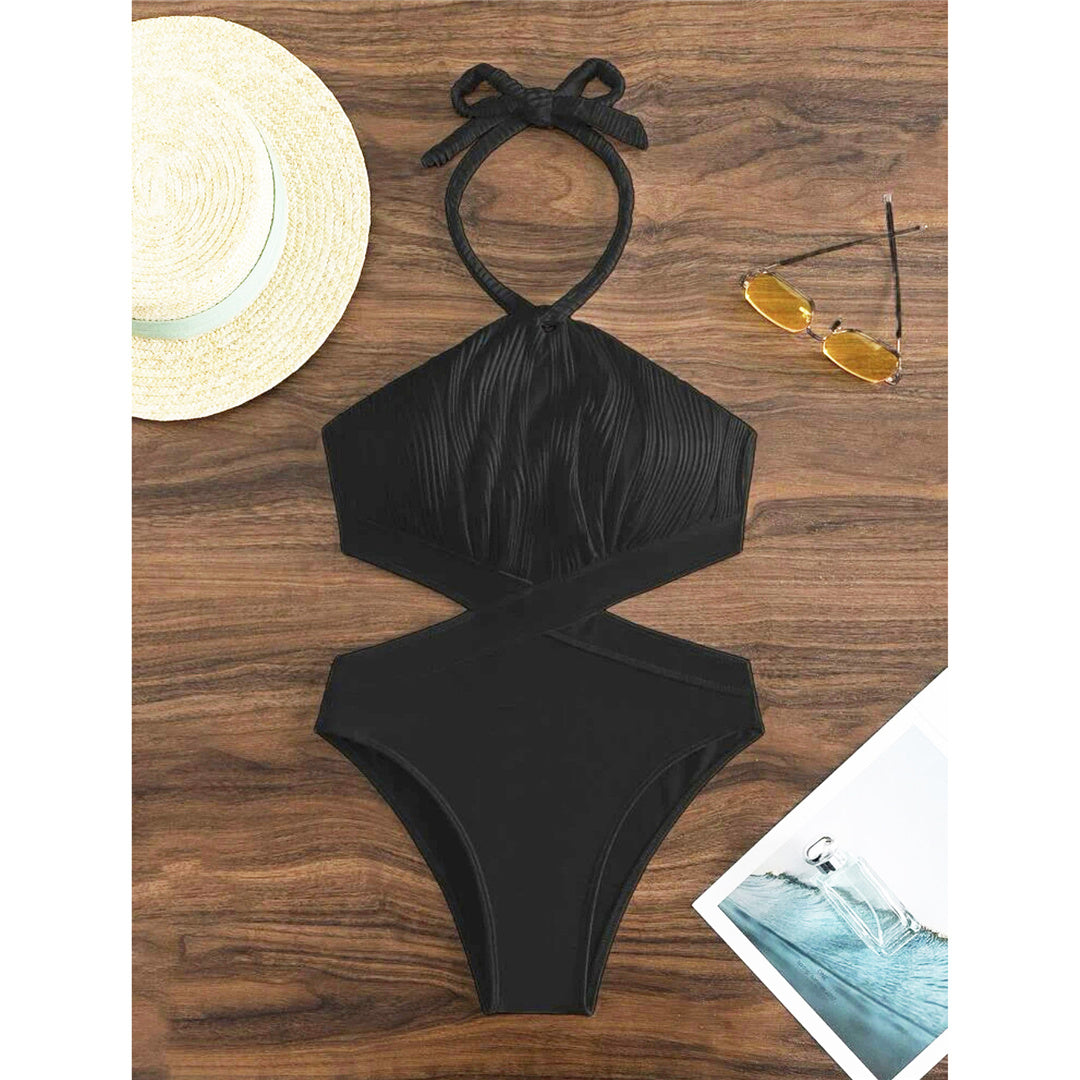 Jodie Halter Cut Out Wrinkled Monokini