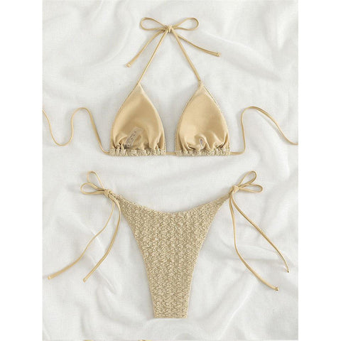 Mandy Wrinkled Halter Bikini