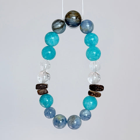 Blue Kyanite & Amazonite Bracelet with Clear Quartz