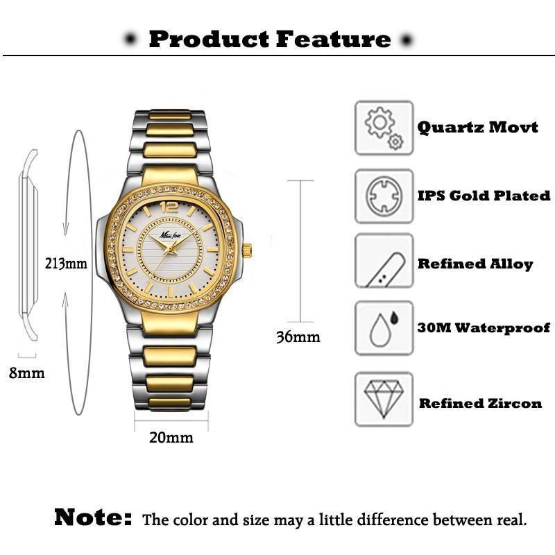 Diamond Quartz Stainless Steel Simple Watches For Women's