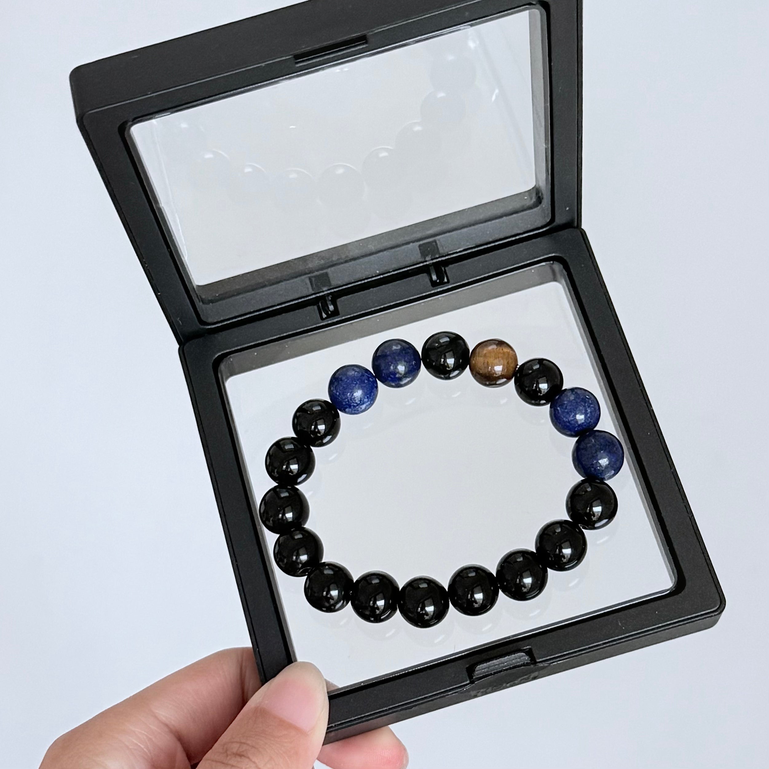 Black Obsidian and Sodalite Crystal Bracelet