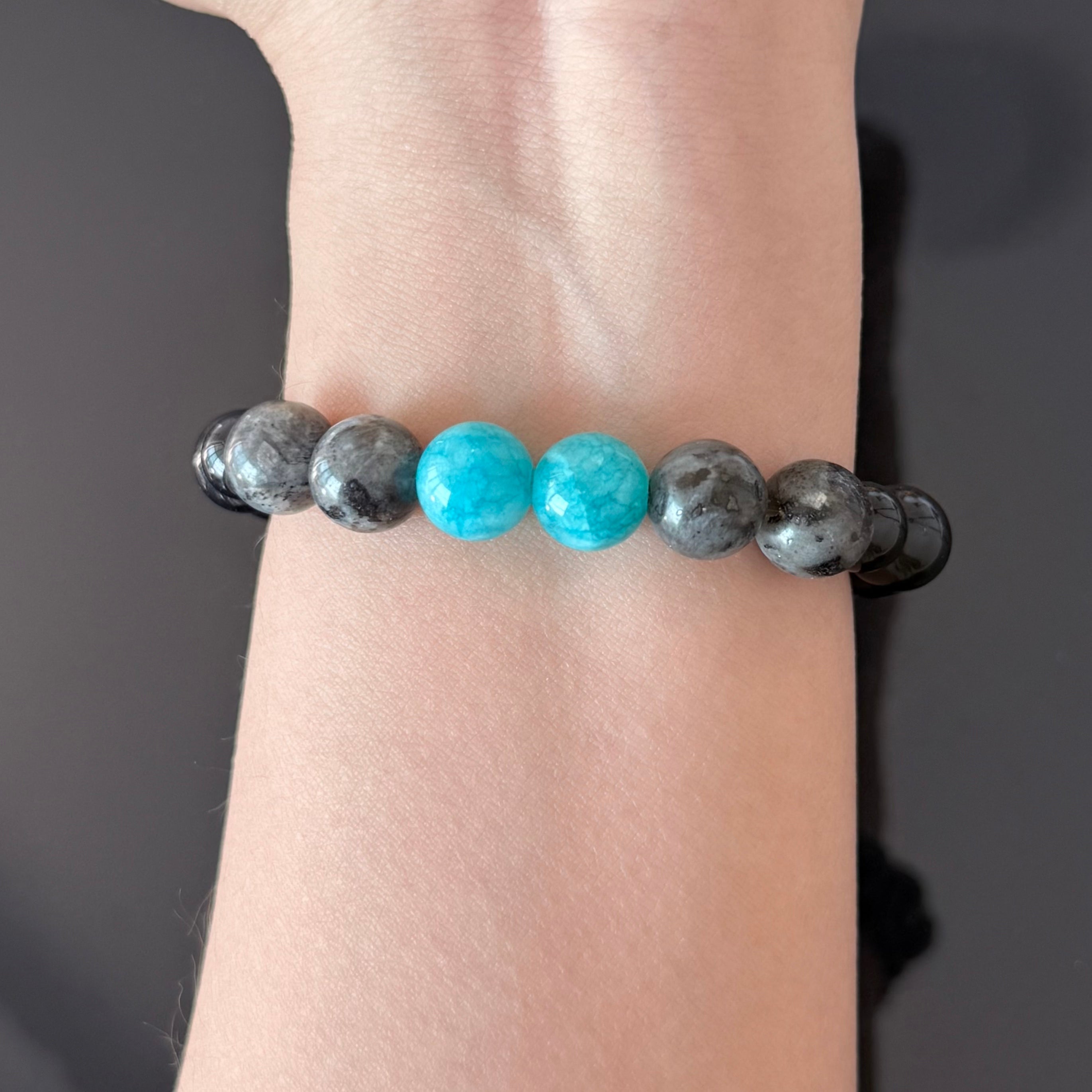 Obsidian, Turquoise Blue & Tiger's Eye Bracelet