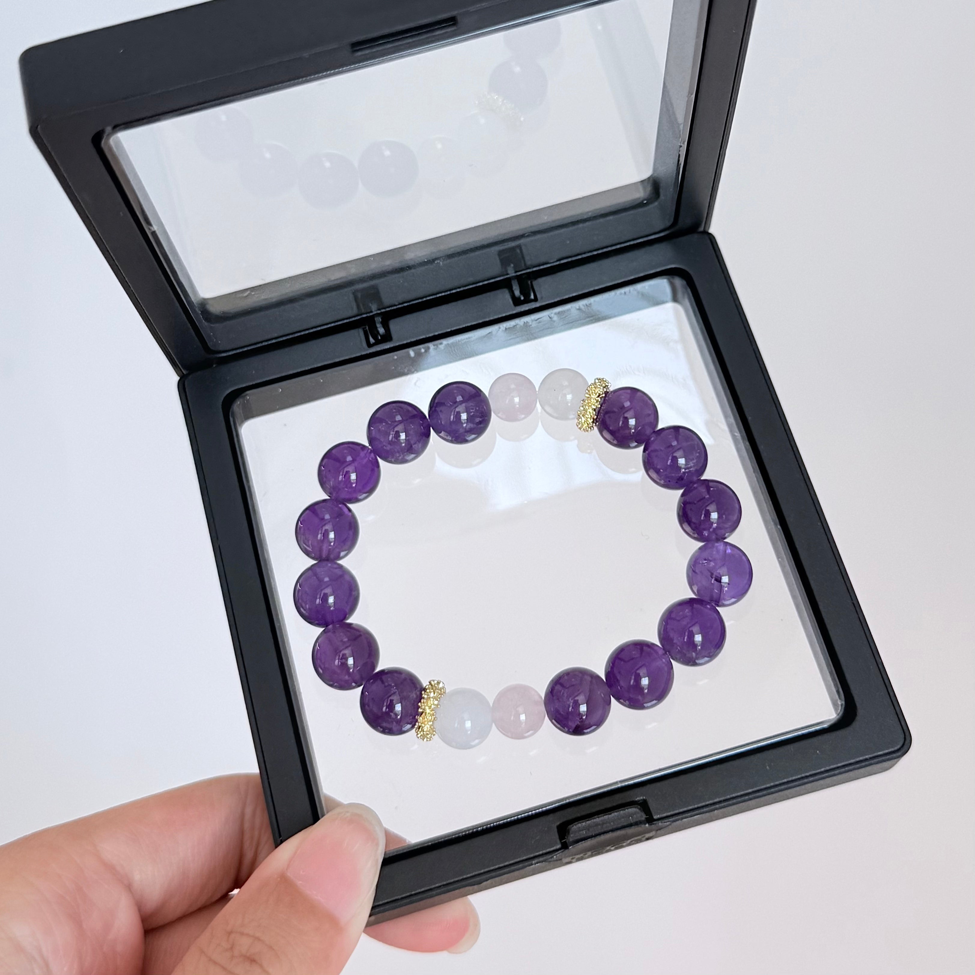 Amethyst & White Jade Bracelet