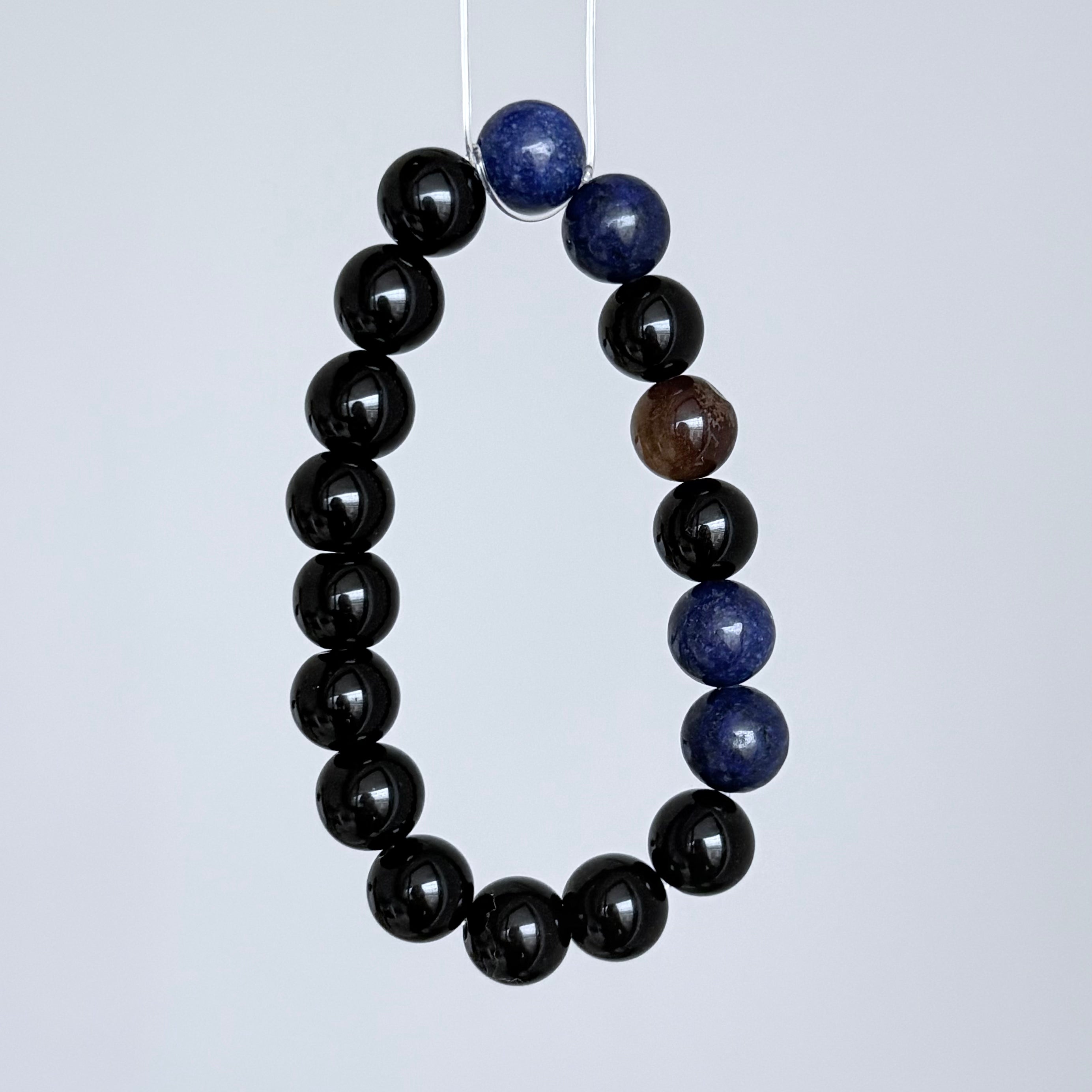 Black Obsidian and Sodalite Crystal Bracelet