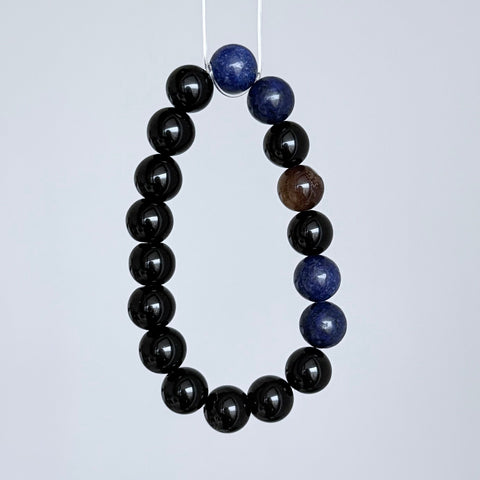 Black Obsidian and Sodalite Crystal Bracelet