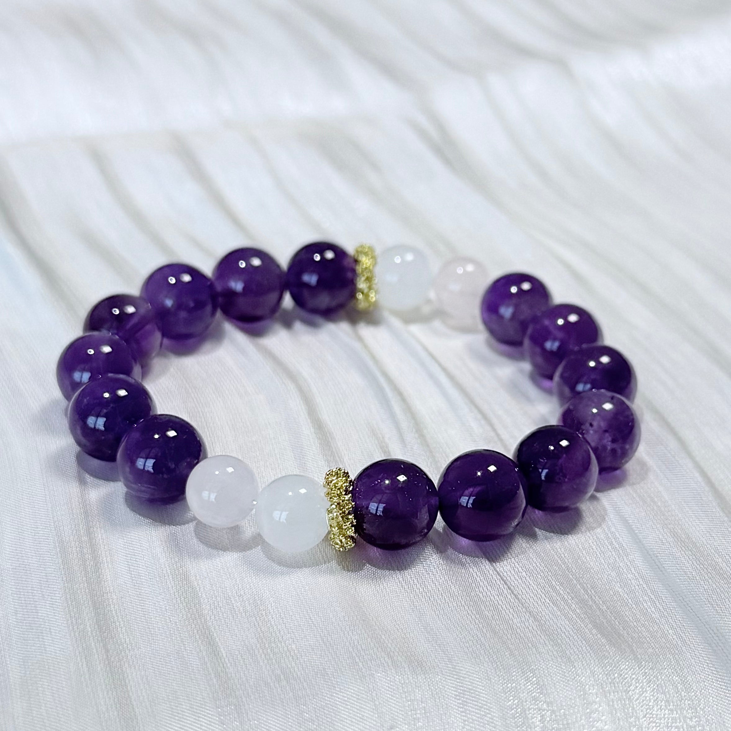 Amethyst & White Jade Bracelet