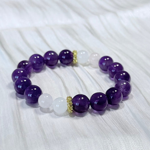 Amethyst & White Jade Bracelet
