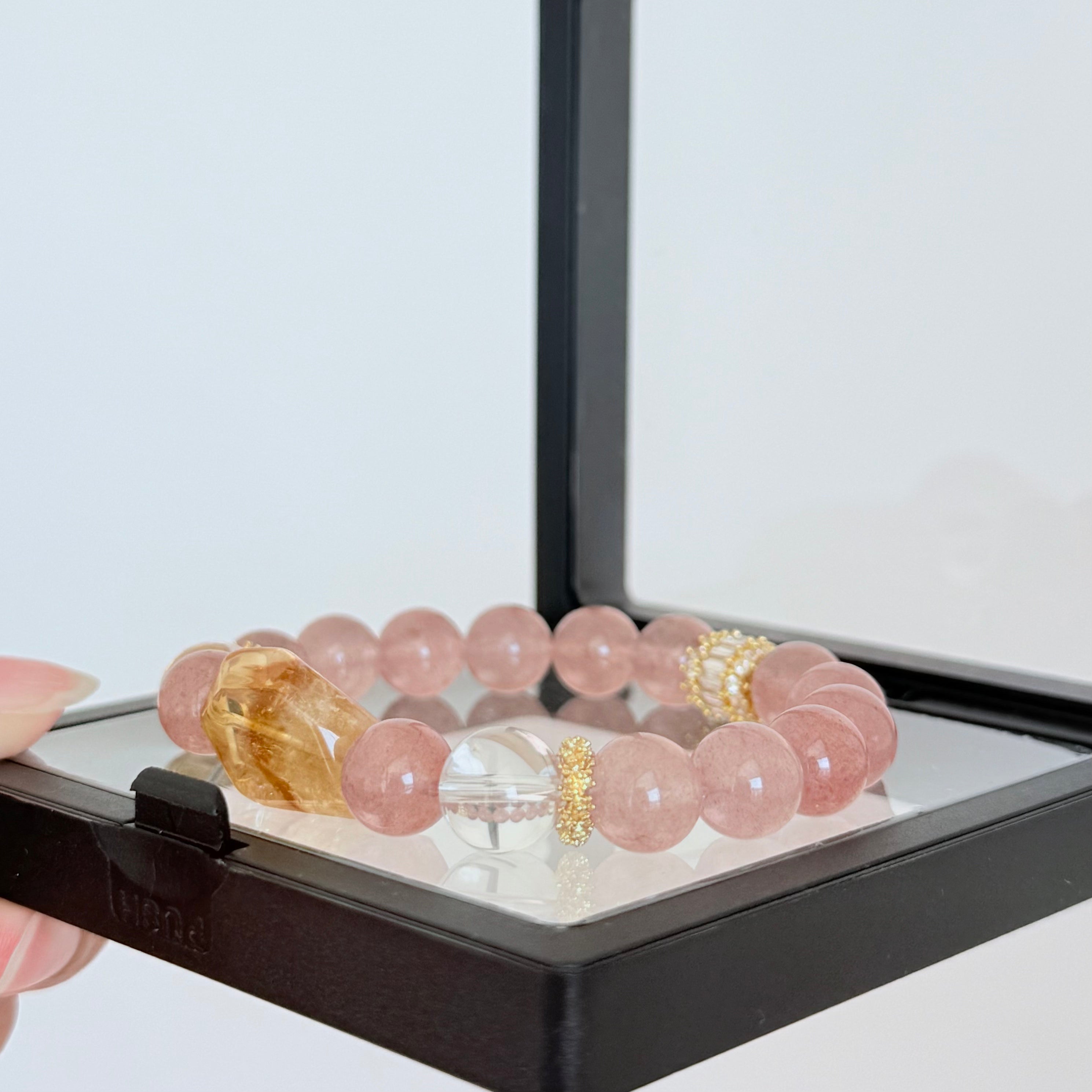 Strawberry Quartz, Citrine & Clear Quartz Bracelet