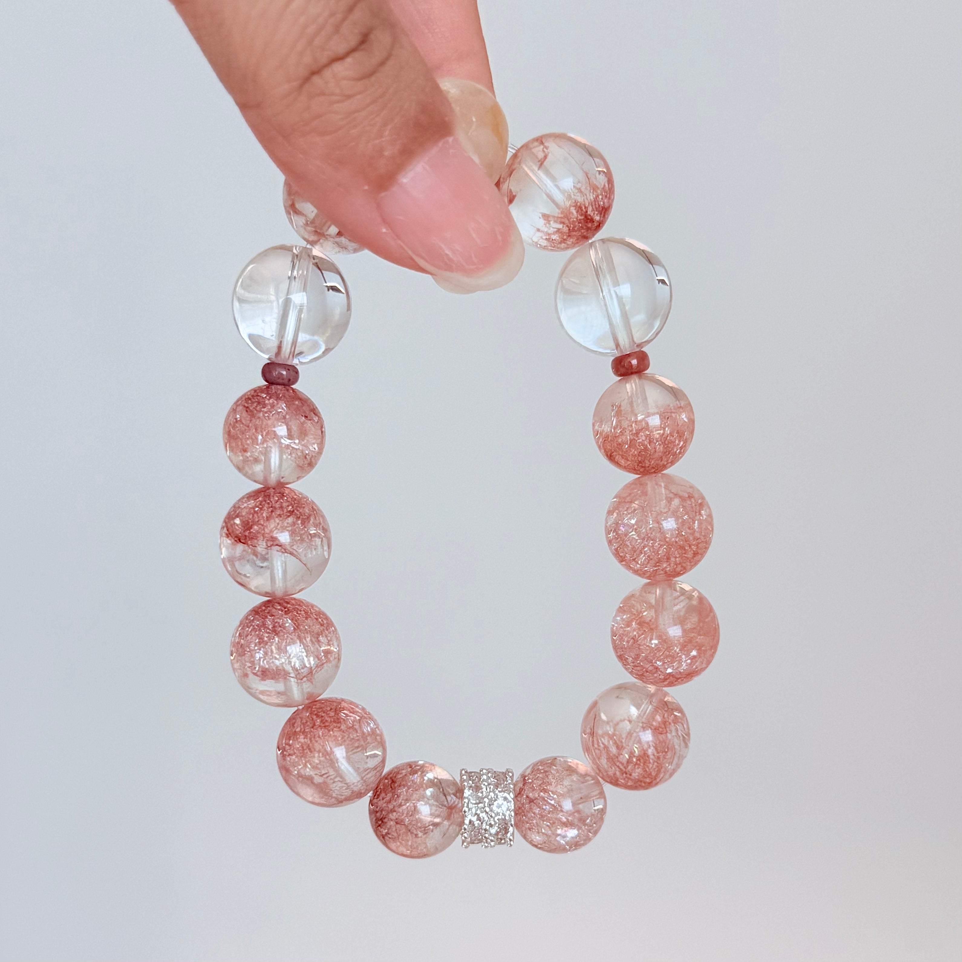 Strawberry Quartz & Citrine Crystal Bracelet