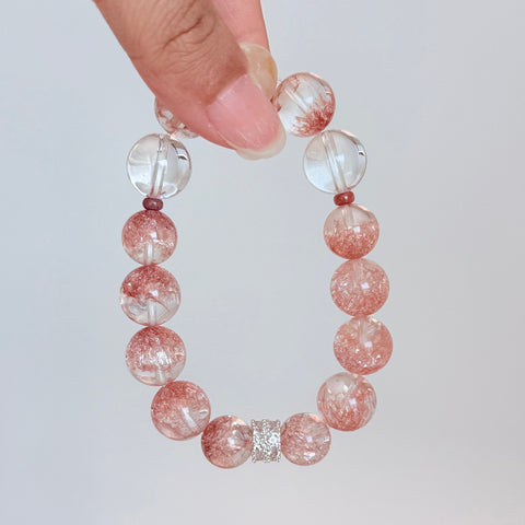 Strawberry Quartz & Citrine Crystal Bracelet