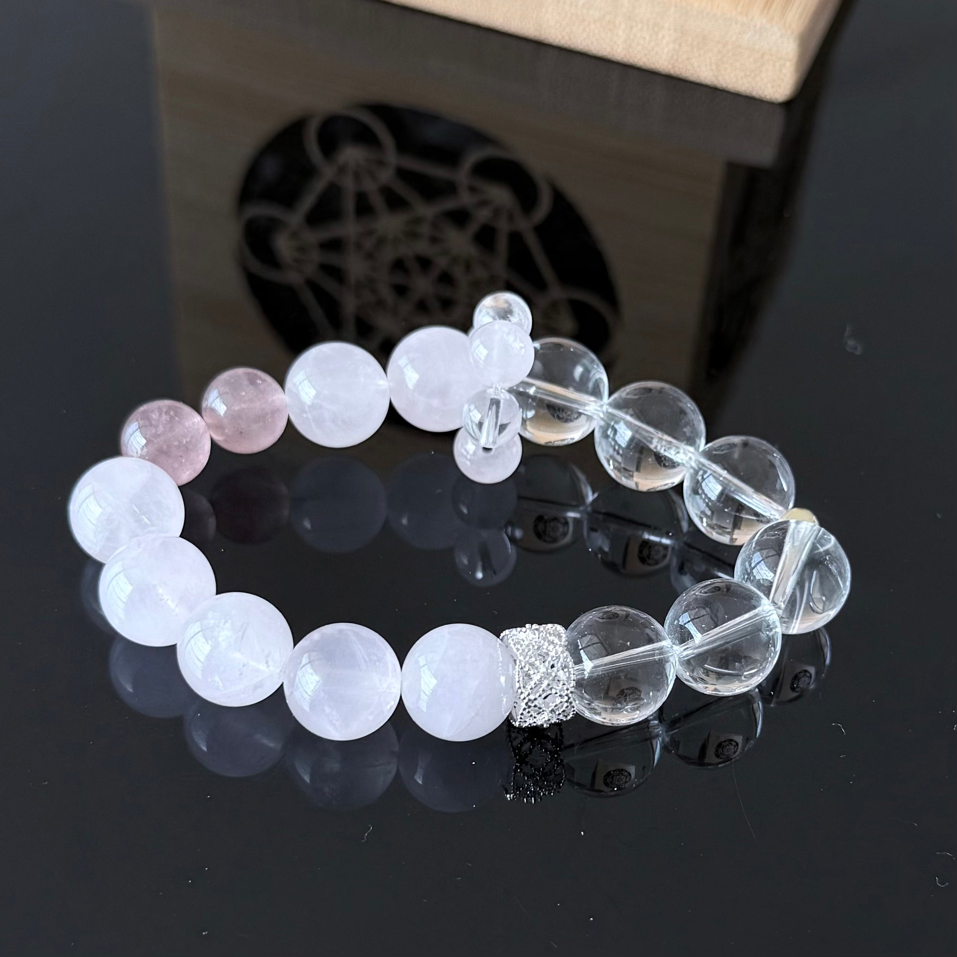 Rose Quartz & Clear Quartz Crystal Bracelet