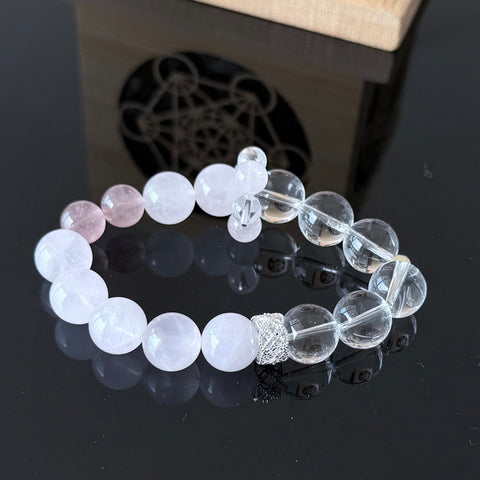 Rose Quartz & Clear Quartz Crystal Bracelet