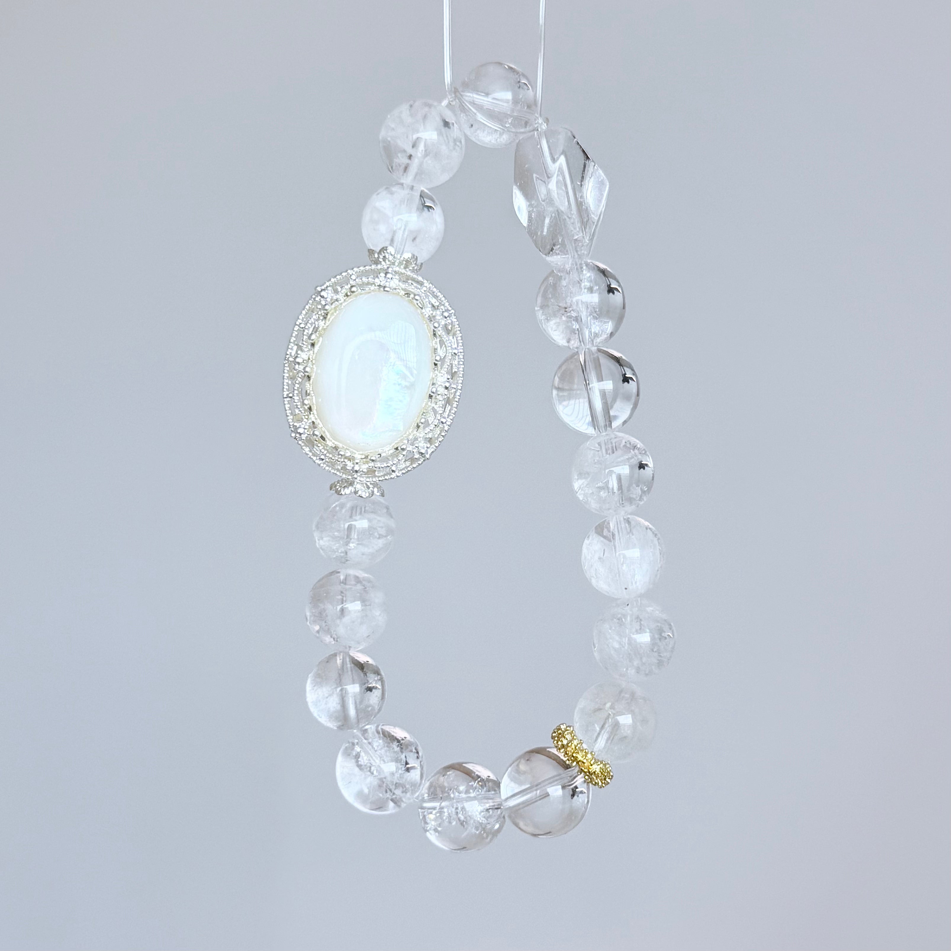 Moonstone & Clear Quartz Crystal Bracelet