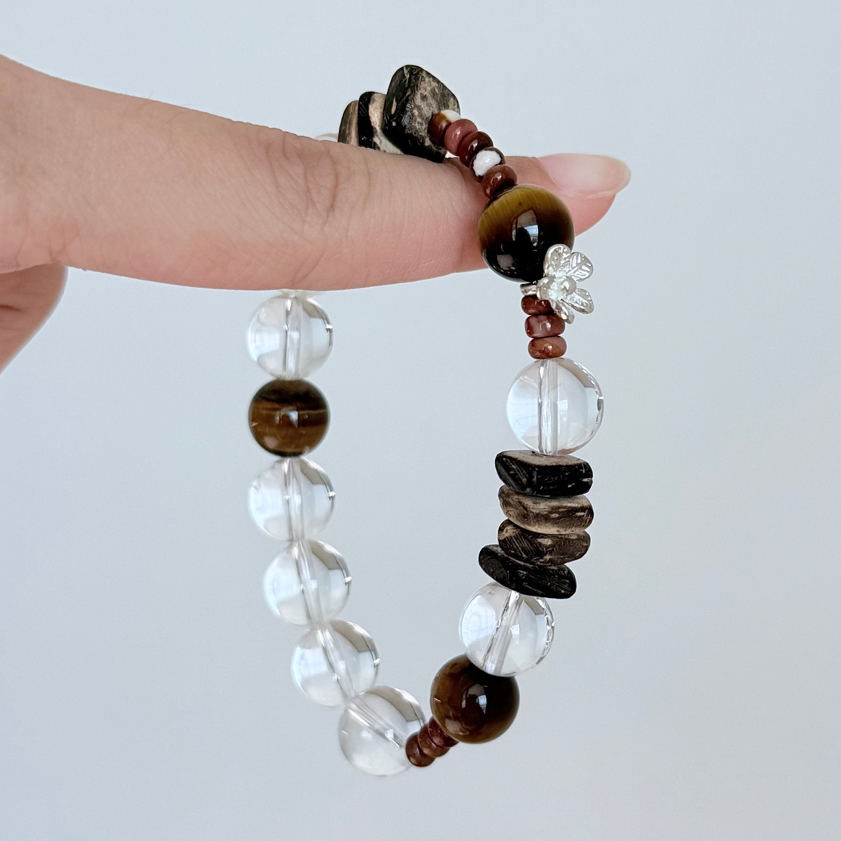Clear Quartz & Tiger's Eye Protection Bracelet