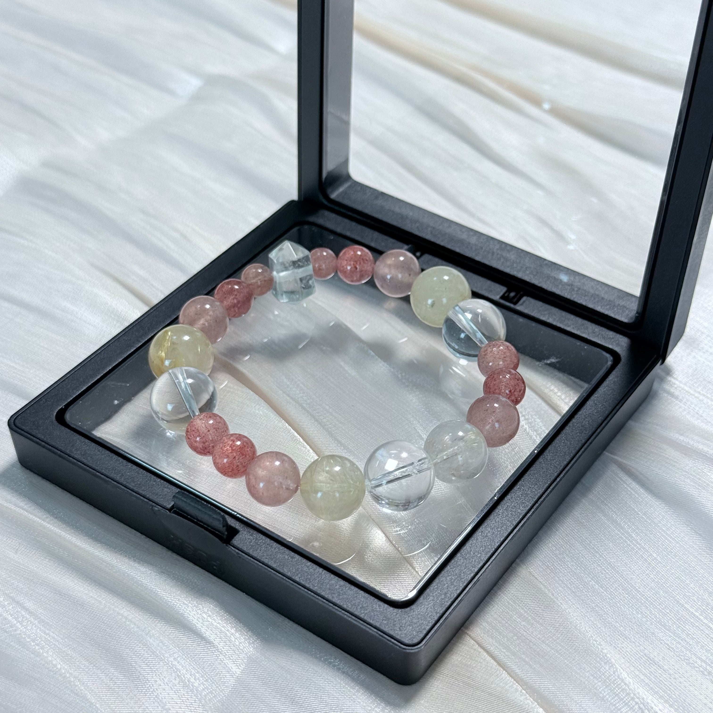 Strawberry Quartz & Golden Rutilated Quartz Bracelet