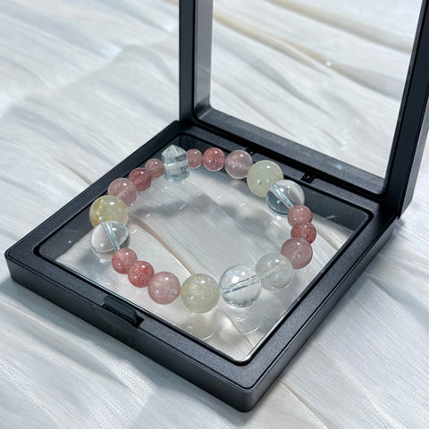 Strawberry Quartz & Golden Rutilated Quartz Bracelet