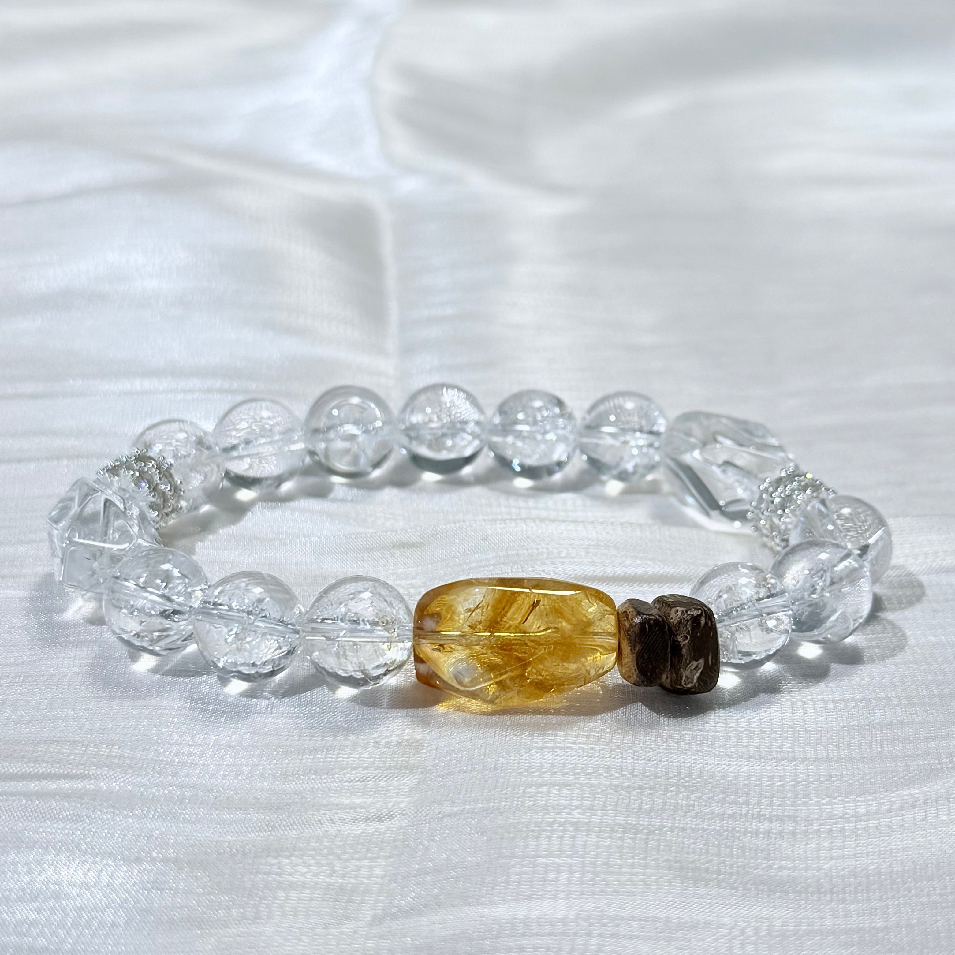 Citrine & Clear Quartz Crystal Bracelet