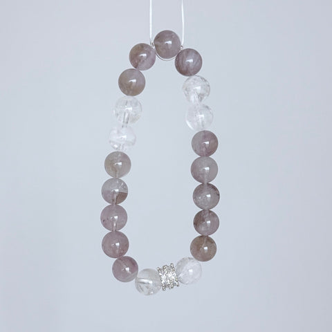 Gray Rutilated Quartz & Clear Crystal Bracelet