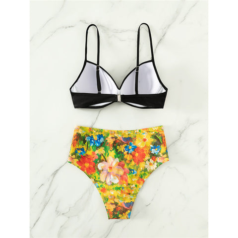 Sally Printed With Bra Cup High Waist Bikini