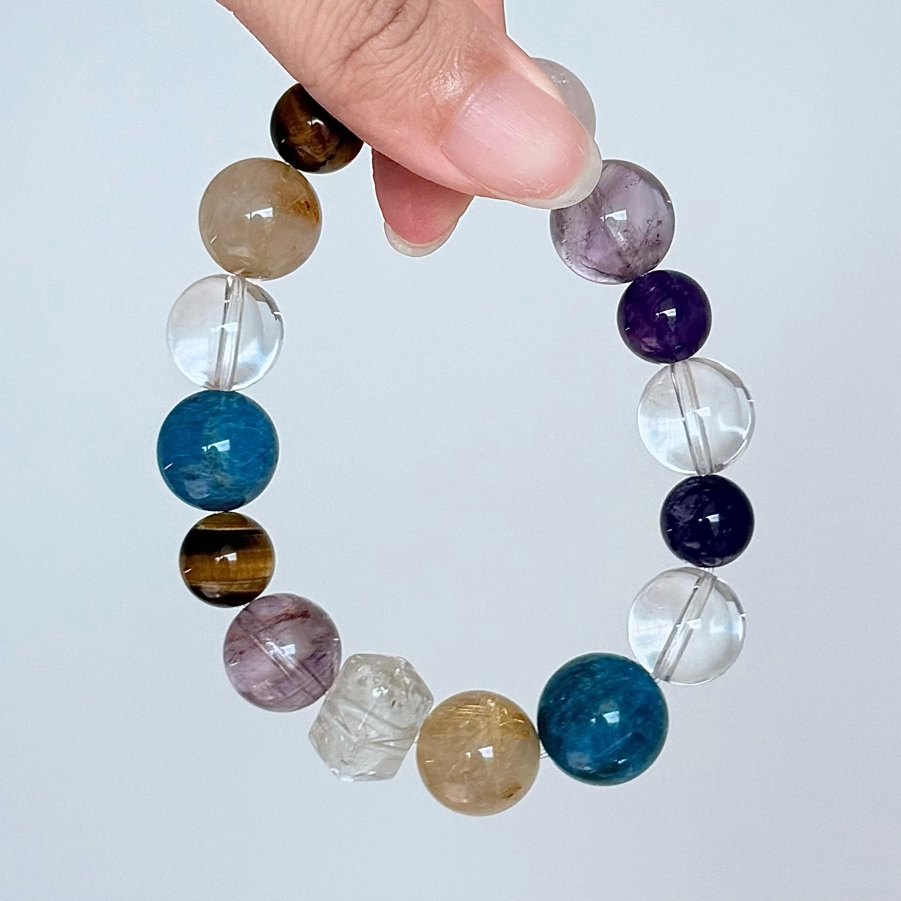 Amethyst, Blue Apatite, Citrine & Clear Quartz Chakra Balance Bracelet