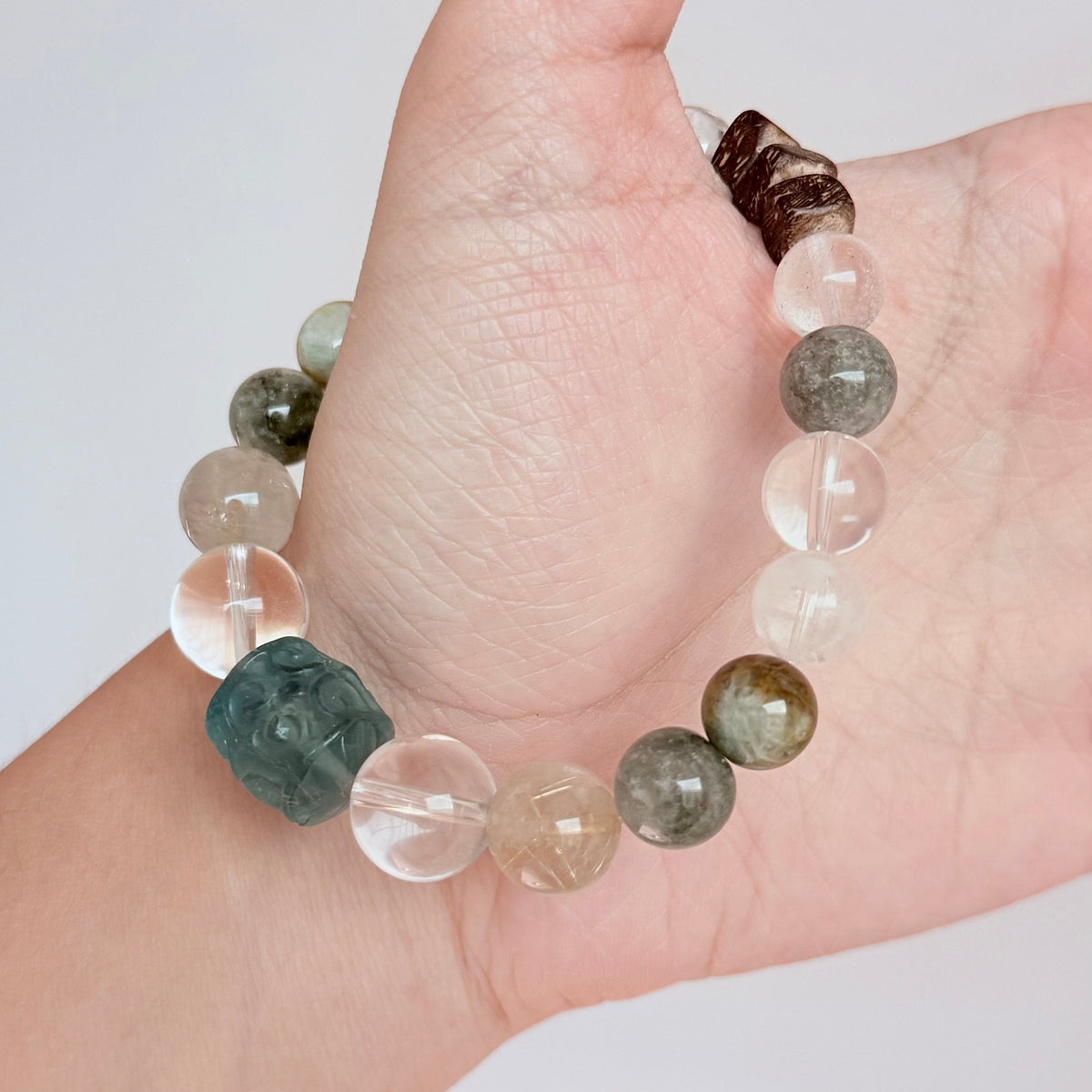 Aquamarine & Golden Rutilated Quartz Bracelet