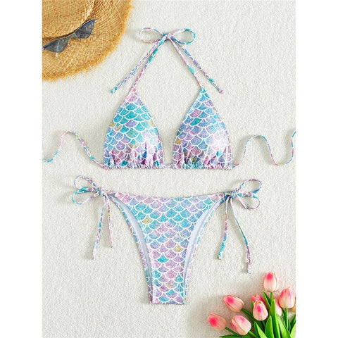 Martha Printed Halter High Leg Cut Bikini