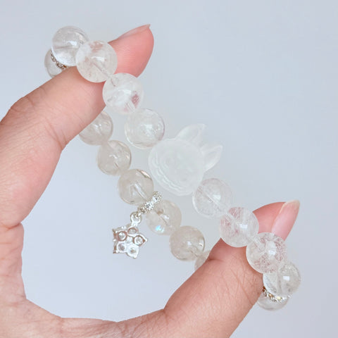 Clear Quartz Crystal Bracelet with Sparkling Star Charm