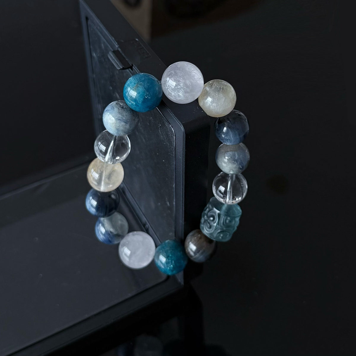 Blue Apatite, Kyanite & Clear Quartz Crystal Bracelet