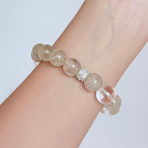 Golden Rutilated Quartz & Clear Quartz Bracelet