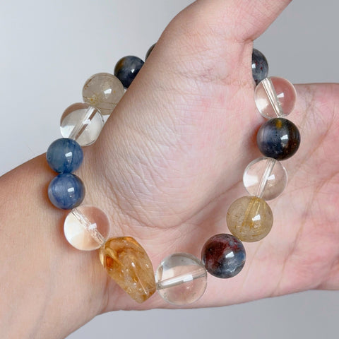 Blue Kyanite & Golden Rutilated Quartz Bracelet