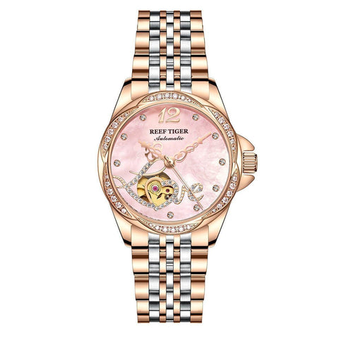 Flower Love Heart Simple Watches For GSCW1659 Rose Golden Band