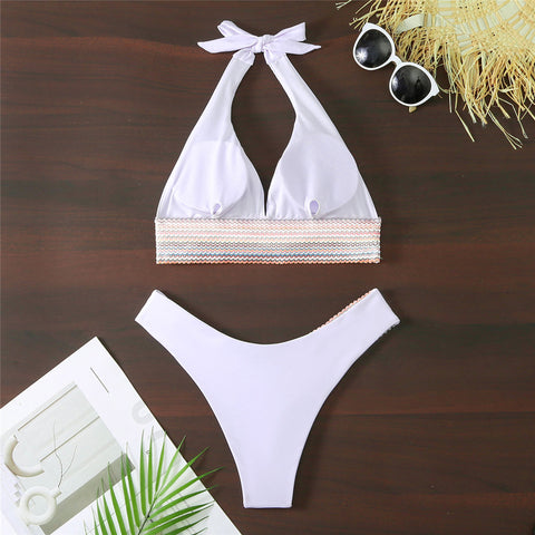 Aimee Splicing Halter V Neck Bikini