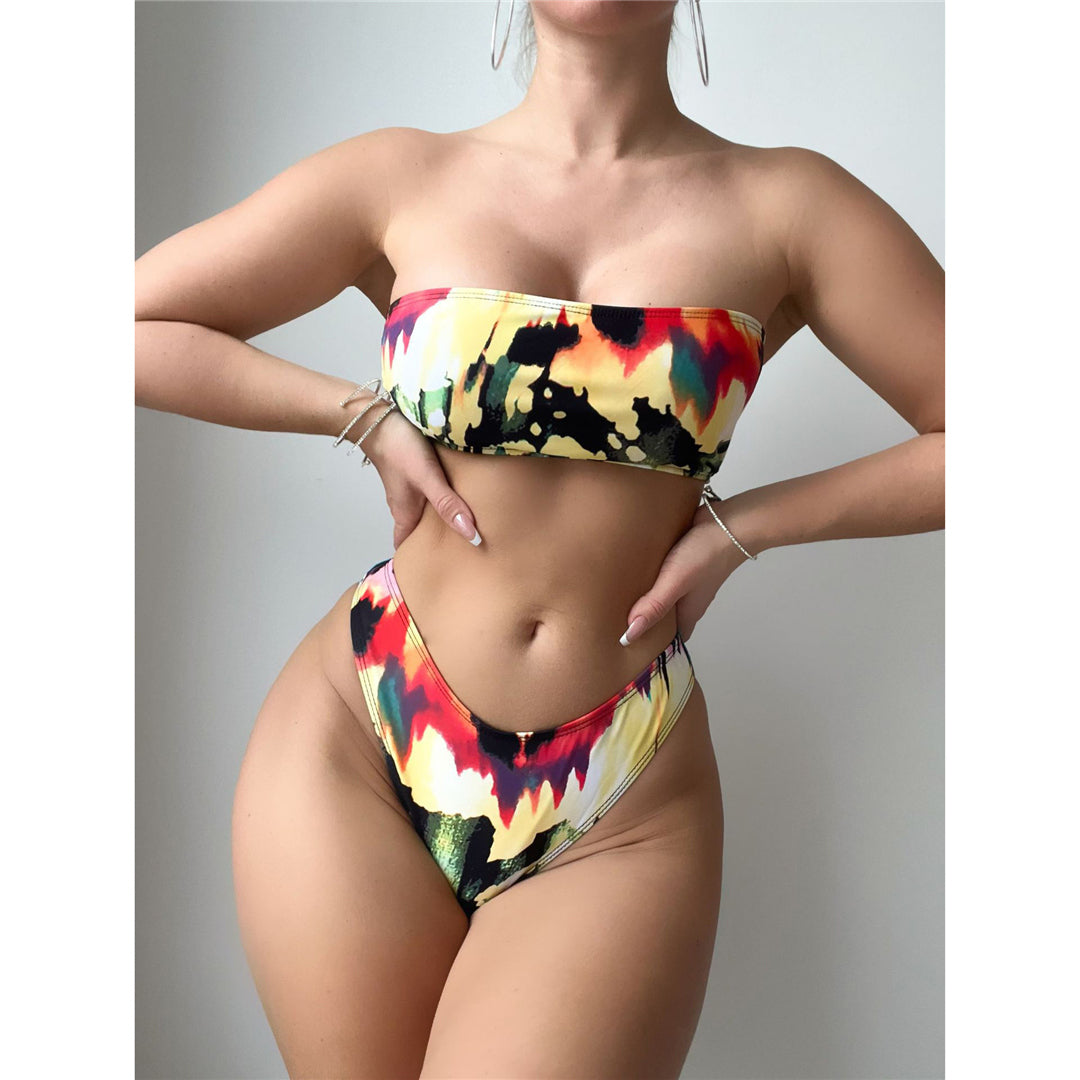 Tammy With Dress Printed Bandeau Bikini