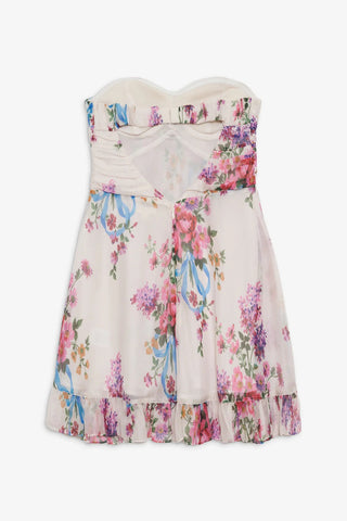 Printed Semi-Transparent Floral Wrap-Around A-line Mini Dress