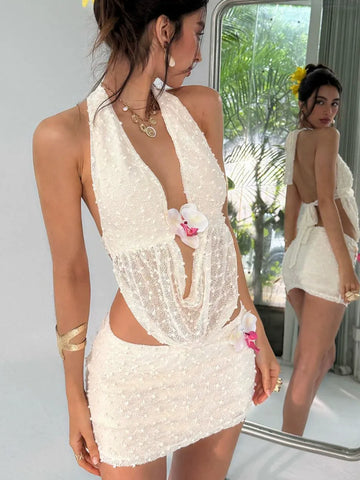 Backless Strap Dress Set