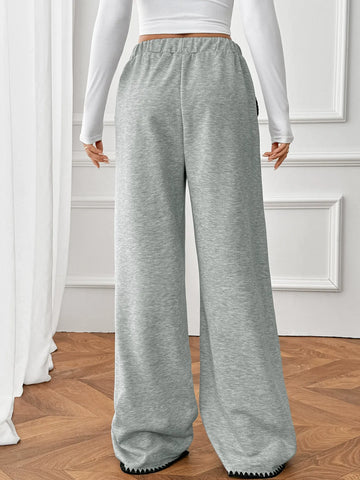 Casual Straight-Leg Elastic Waist Trousers