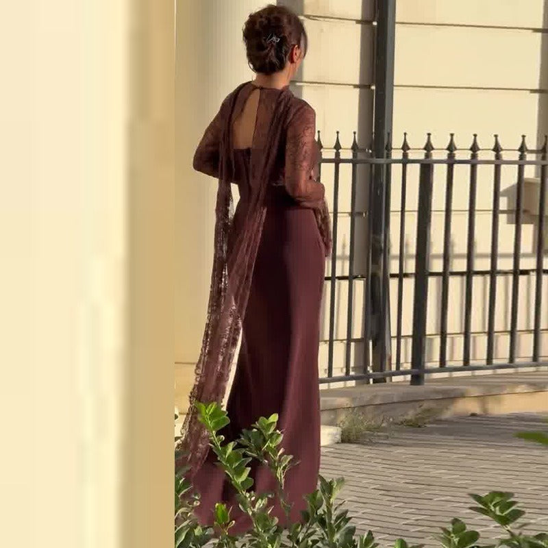 Larra Lace Tie Neck Midi Dress