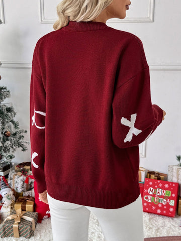 Christmas Bow Jacquard Sweater