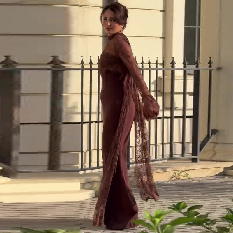 Larra Lace Tie Neck Midi Dress
