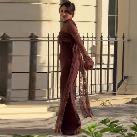 Larra Lace Tie Neck Midi Dress