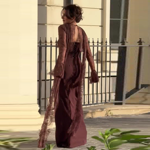 Larra Lace Tie Neck Midi Dress